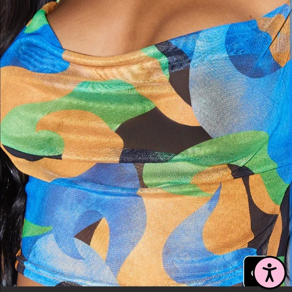 NWT PLT Abstract Mesh Crop Top - Picture 4 of 10